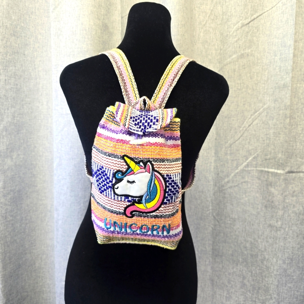 Handwoven Unicorn Handmade Small Backpack in Multicolor